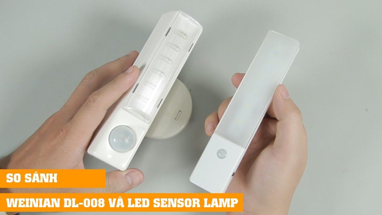 Hình ảnh: Hai chiếc đèn cảm ứng sử dụng pin Wenian DL-008 và Led Sensor Lamp