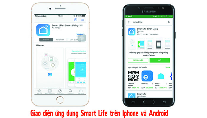 Giao diện tải ứng dụng Smart Life trên Iphone và Android 