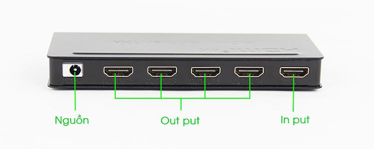 Các cổng trên bộ chia HDMI 1 ra 4